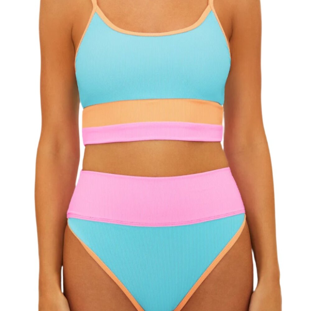Beach Riot | Eva Bikini Top Crush Colorblock | Blue/Pink/Orange - Picture 3 of 7